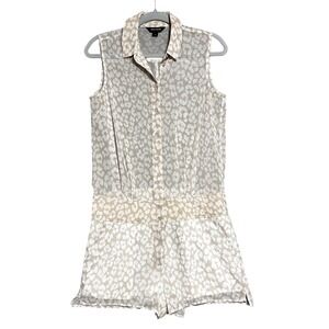 DKNY Jeans Romper Womens Small Animal Print Sleeveless Button Pockets Summer Cas